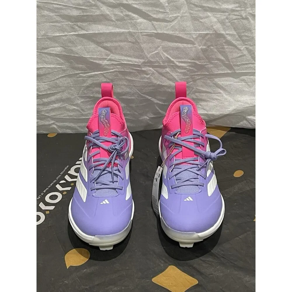 New Men’s 10.5 Adidas Adizero TPU Candy Pink White Purple Baseball Cleats JR7828